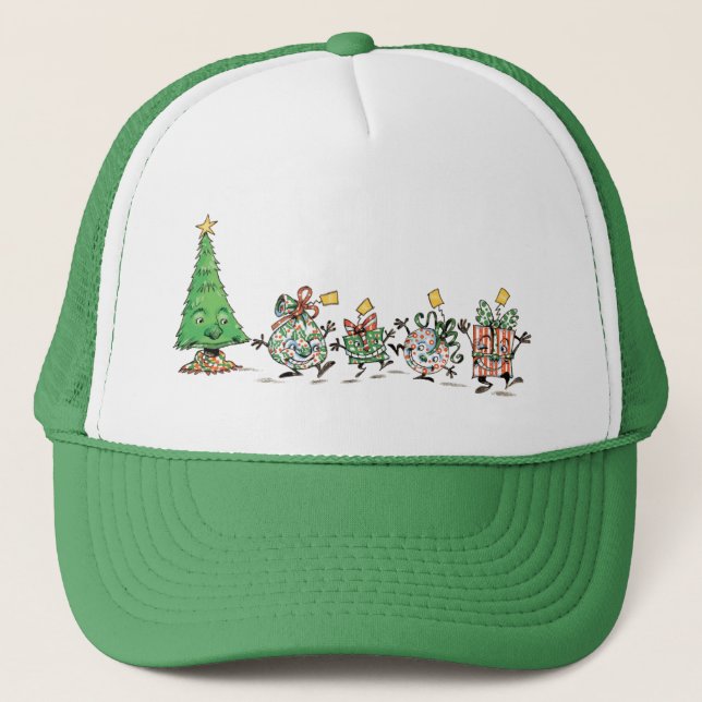 Gorra De Camionero Personalizado lindo bailando regalos navideños y á (Anverso)