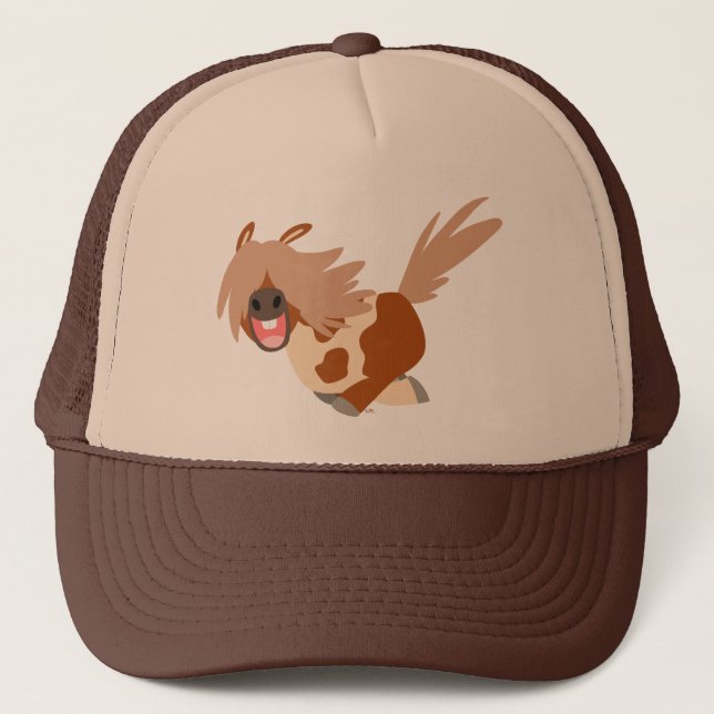 Gorra De Camionero Personalizado lindo feliz Pinto Pony Trucker Hat (Anverso)