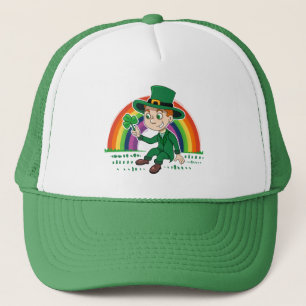 Gorra De Camionero Personalizado lindo leprechaun con shamrock y arco