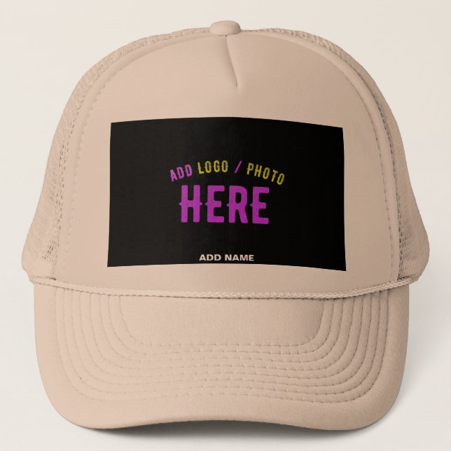 GORRA DE CAMIONERO PERSONALIZADO MODERNO ELEGANTE KHAKI NEGRO VERIFIC (Anverso)