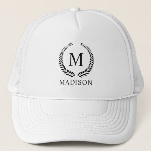 Gorra De Camionero Personalizado Monograma Negro Dorado y Brillo Dora