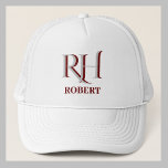 Gorra De Camionero Personalizado Monogramn Name Ball<br><div class="desc">UN SOLÁRIUM ÚNICO DEL MONOGRAMA, que le da la sensación de profundidad, sencillez y sofisticación. Perfecto como regalos del padre para papá, regalos para abuelo, esposo, mejor hombre, padrinos y más. O, ¡podrías disfrutar por ti mismo! Y sí, hay una cubierta de cabeza de golf a juego. Si tiene alguna...</div>