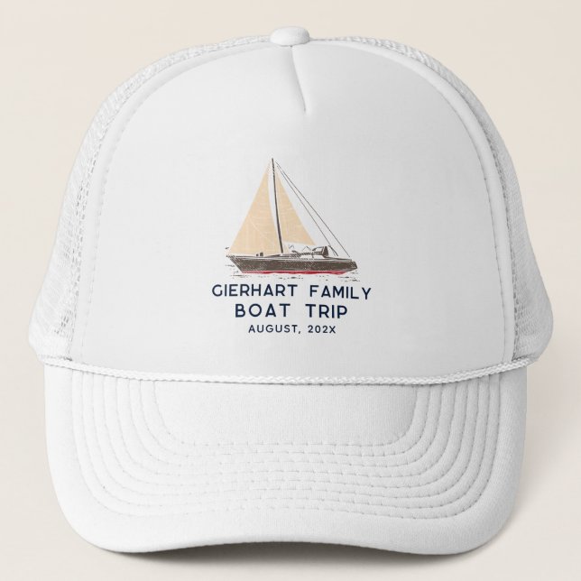 Gorra De Camionero Personalizado Náutico de Viaje en Barco (Anverso)