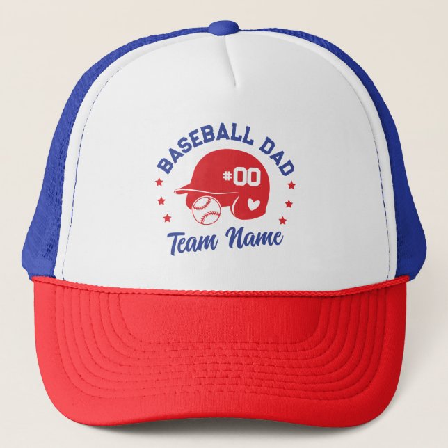 Gorra De Camionero Personalizado Papá Béisbol, mamá con nombre y núme (Anverso)