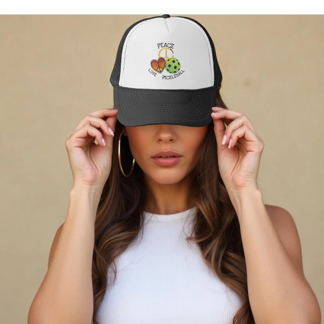 Gorra De Camionero Personalizado Peace Love Pickleball Fun Player (Subido por el creador)