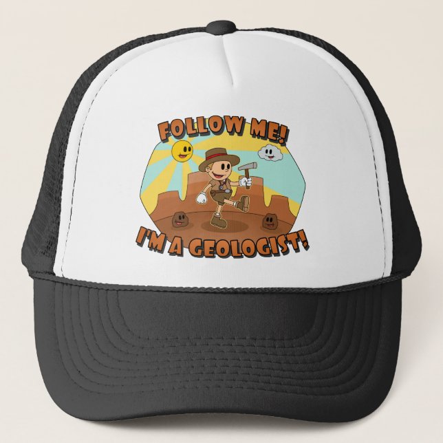 Gorra De Camionero Personalizado Retro- ¡Síganme! ¡Soy geólogo! (Anverso)