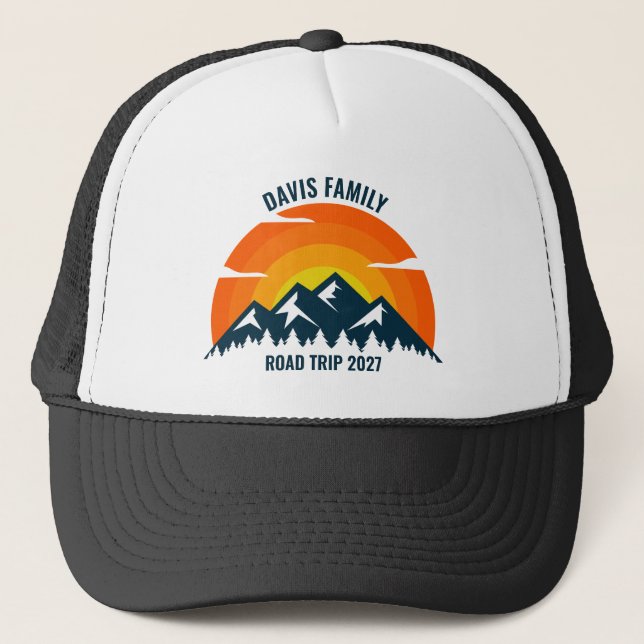 Gorra De Camionero Personalizado sindical familiar Sunset Mountain Ro (Anverso)