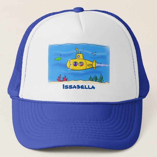 Gorra De Camionero Personalizado submarino feliz (Anverso)