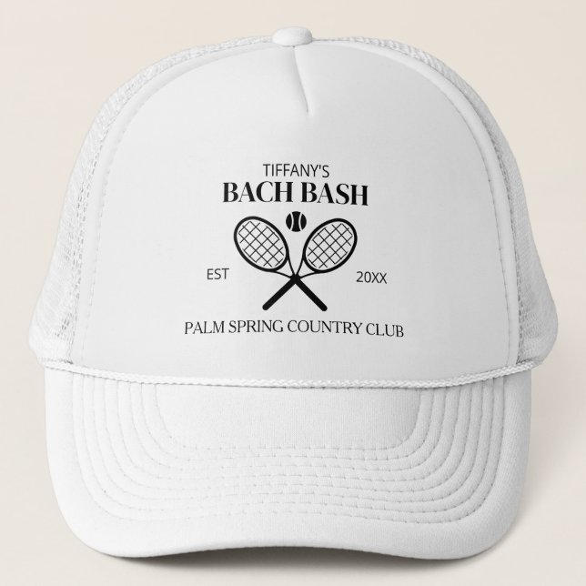 Gorra De Camionero Personalizado Tenis Bachelorette Fiesta Tenis Bach (Anverso)