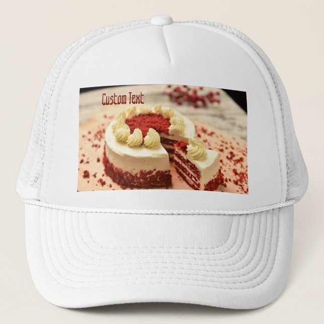 Gorra De Camionero Personalizado Texto Delicioso Pastel con una reban (Anverso)