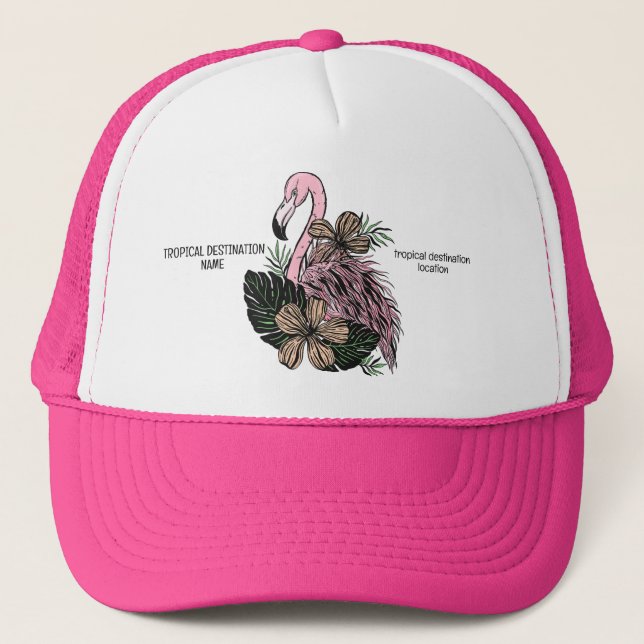 Gorra De Camionero Personalizado Texto Flamingo Rosa (Anverso)