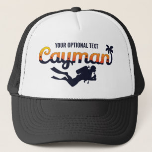 Gorra De Camionero Personalizado Texto Islas Caimán Buceador de Scuba