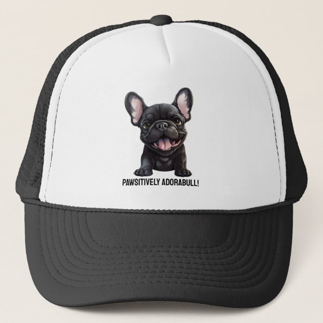Gorra De Camionero Personalizado texto 🐶 perrito francés (Anverso)