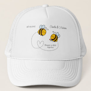 Gorra De Camionero Personalizado Textos Feliz Abejas de Amor