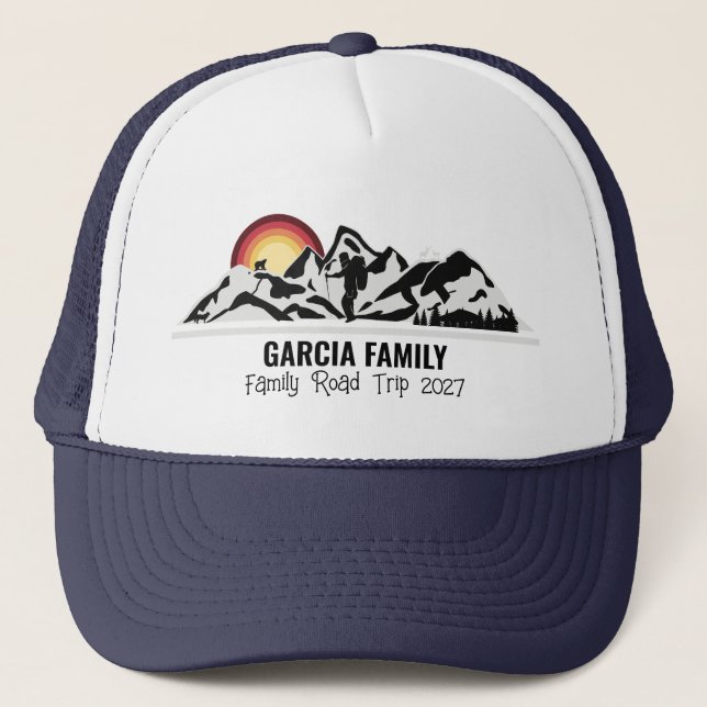 Gorra De Camionero Personalizado Viaje por Carretera Mountain Sunset  (Anverso)