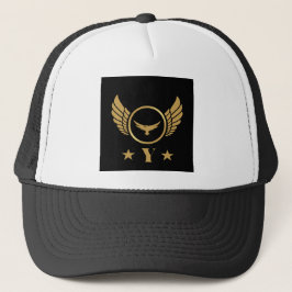 Gorra De Camionero Personalizado Y letra Alas de águila de oro Blanco