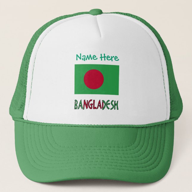 Gorra De Camionero Personalizan la bandera de Bangladesh en verde (Anverso)