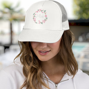 Gorra De Camionero Personalized Baseball Cap - Floral Wreath Design