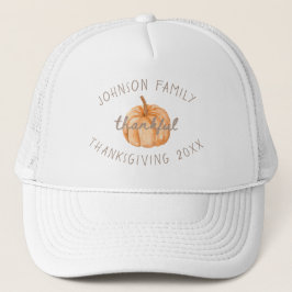 Gorra De Camionero Personalized Family Name Thankful Neutral Gingham 