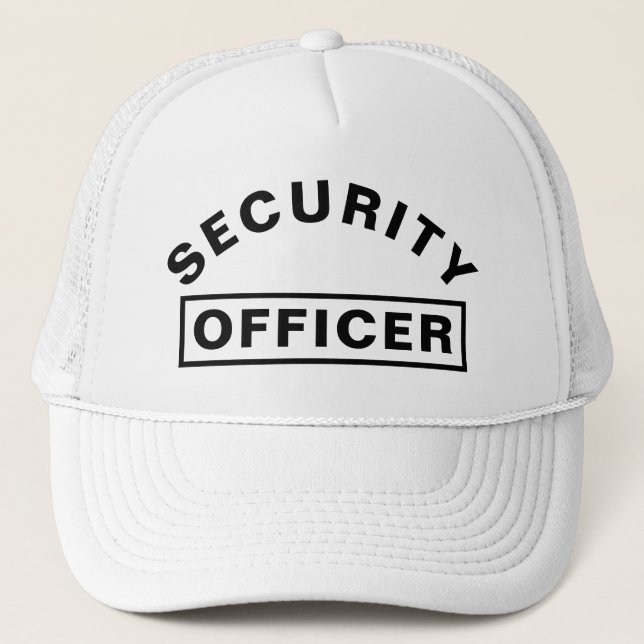 Gorra De Camionero Personalized SECURITY OFFICER Text Statement White (Anverso)