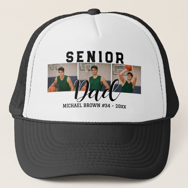Gorra De Camionero Personalized Senior Night Basketball Dad Gift (Anverso)