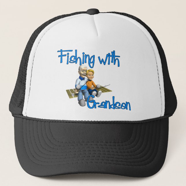 Gorra De Camionero Pesca con camiseta de pesca con nietos (Anverso)