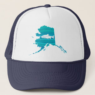 Gorra De Camionero Pesca de color salmón de la onda de Alaska