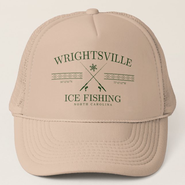 Gorra De Camionero Pesca de hielo en la playa de Wrightsville, Caroli (Anverso)