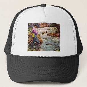 Gorra De Camionero Pesca de la trucha debajo de las caídas