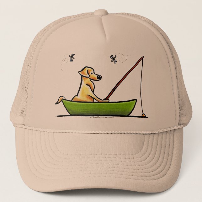 Gorra De Camionero Pesca de laboratorio amarillo (Anverso)