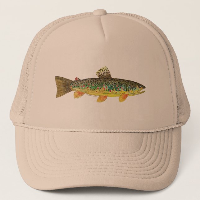 Gorra De Camionero Pesca de trucha marrón (Anverso)