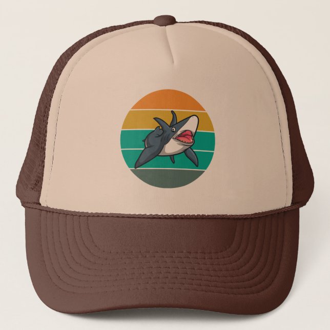 Gorra De Camionero Pesca de verano de Shark Retro Sunset (Anverso)
