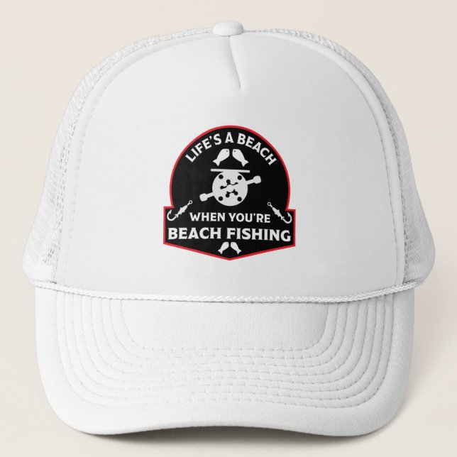 Gorra De Camionero Pesca divertida en la playa (Anverso)