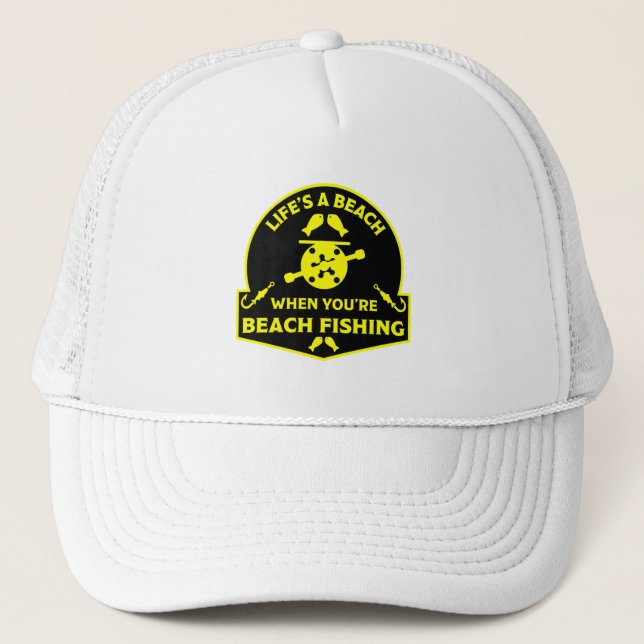 Gorra De Camionero Pesca divertida en la playa (Anverso)