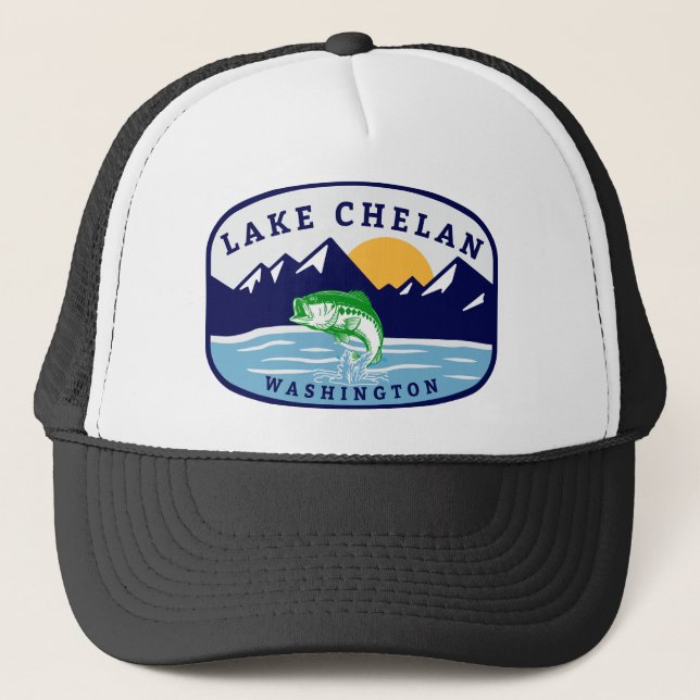 Gorra De Camionero Pesca en el lago Chelan Washington (Anverso)
