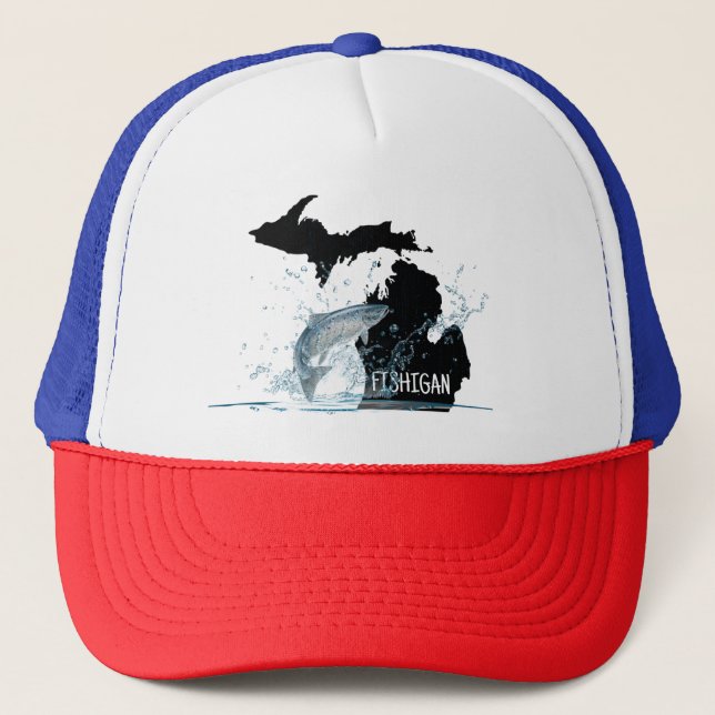 Gorra De Camionero Pesca En Michigan (Anverso)