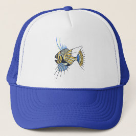 Gorra De Camionero Pescado acuático amarillo azul tropical