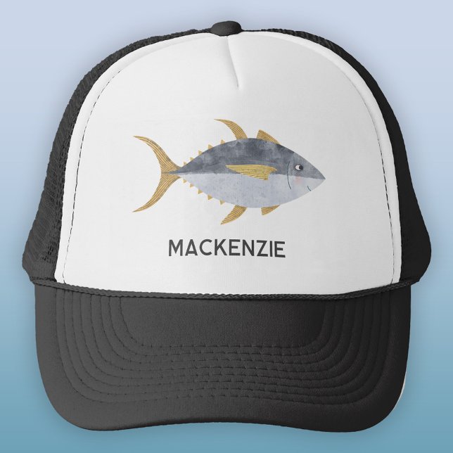Gorra De Camionero Pescado de atún personalizado (Yellowfin tuna fish personalized custom name trucker hat)