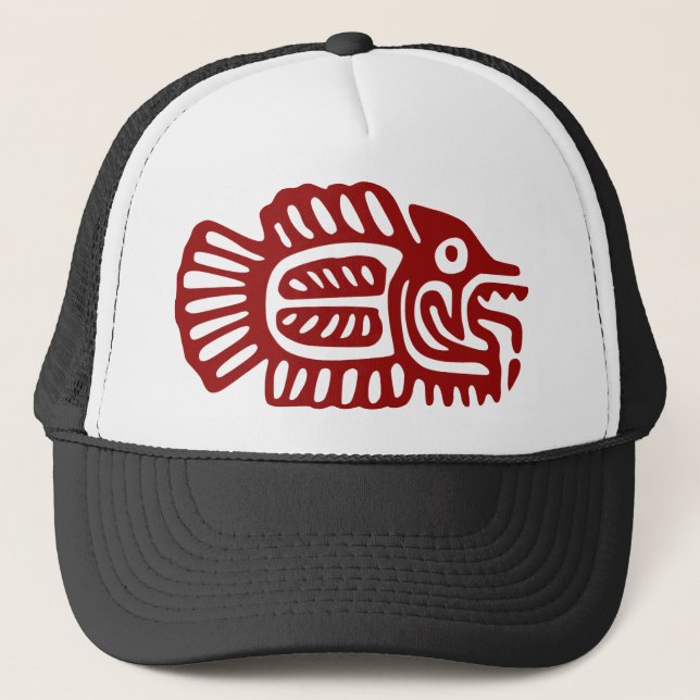 Gorra De Camionero Pescado Mexicano Tribal Azteca Antiguo (Anverso)