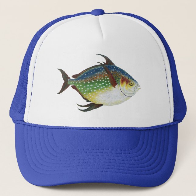 Gorra De Camionero Pescado Opah Tropical, Animal Acuático Marino Vint (Anverso)