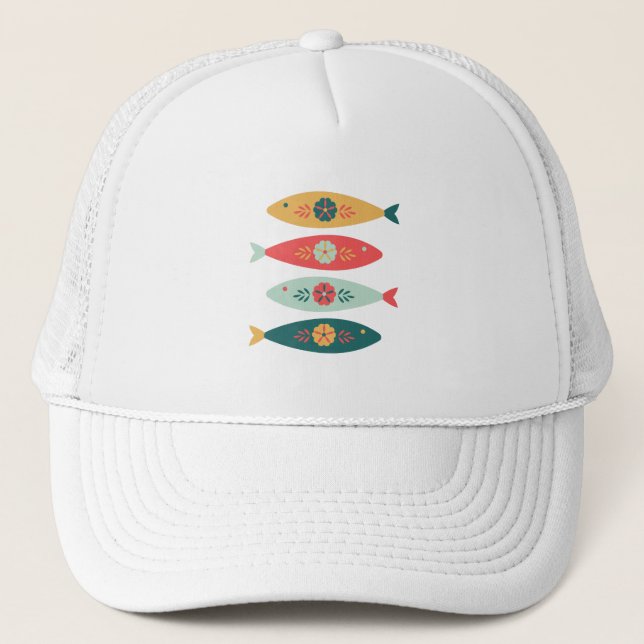 Gorra De Camionero Pescado sueco de arte folclórico (Anverso)