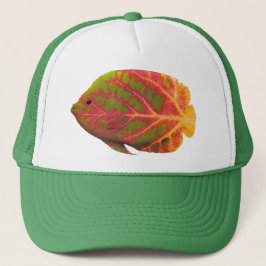 Gorra De Camionero Pescado tropical de hoja de ave 1