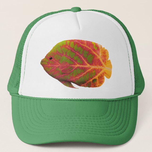 Gorra De Camionero Pescado tropical de hoja de ave 1 (Anverso)