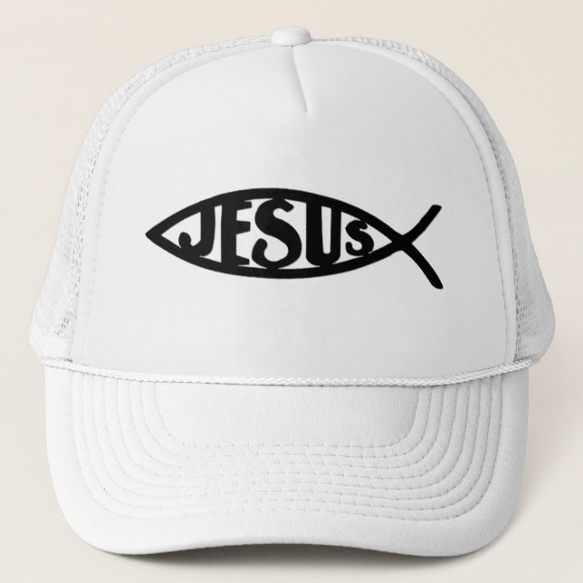 Gorra De Camionero Pescados de Jesús (negro del gorra) (Anverso)
