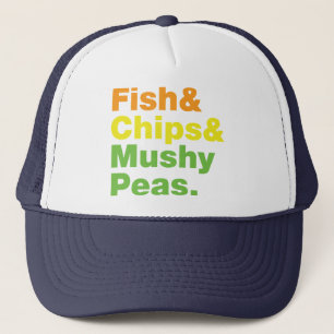 Gorra De Camionero Pescados y chuletas y guisantes.