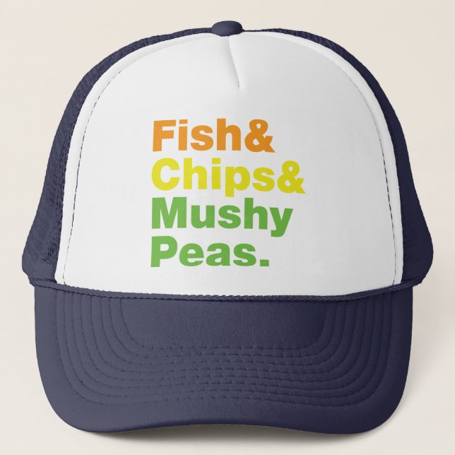 Gorra De Camionero Pescados y chuletas y guisantes. (Anverso)