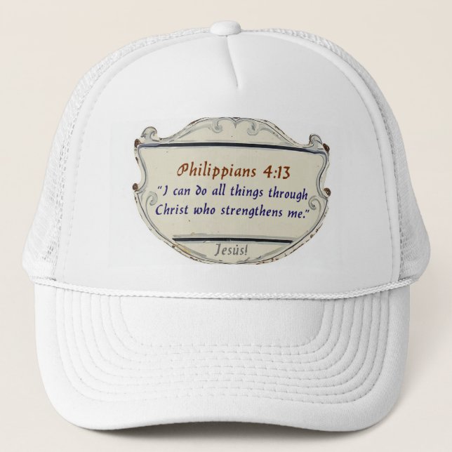 Gorra De Camionero Philippians 4:13 Shield Trucker Hat (Anverso)