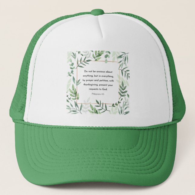 Gorra De Camionero Philippians 4:6, Bible Verse,  (Anverso)