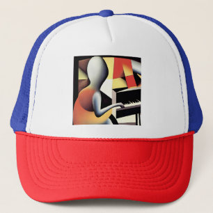 Gorra De Camionero Piano Player - Arte de aerógrafo