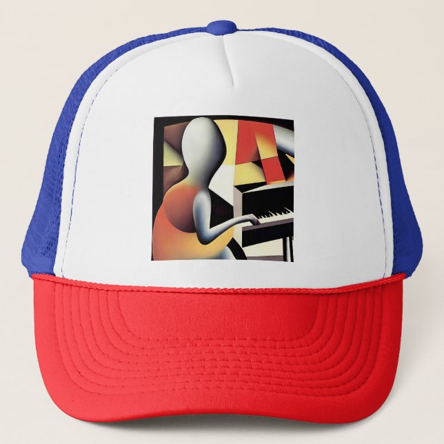 Gorra De Camionero Piano Player - Arte de aerógrafo (Anverso)